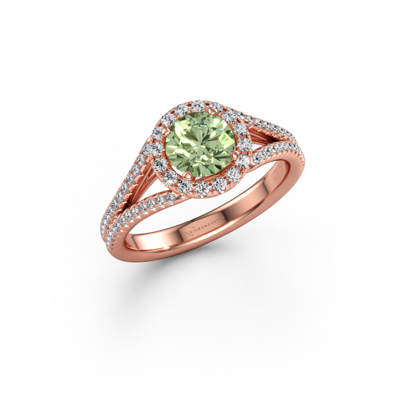 Immagine di Anello di fidanzamento Verla rnd 2 585 oro rosa Diamante lab grown verde 6.5 mm