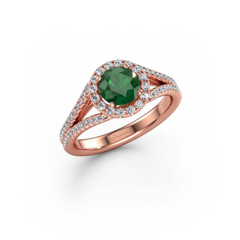 Immagine di Anello di fidanzamento Verla rnd 2 585 oro rosa Smeraldo 6.5 mm