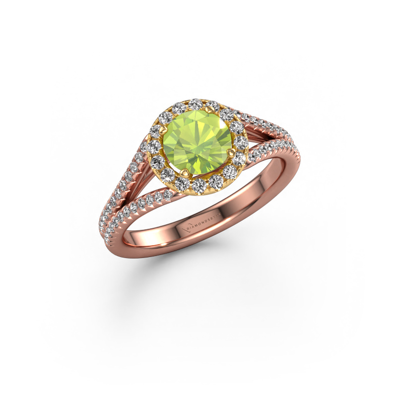 Image of Engagement ring Verla rnd 2 585 rose gold Peridot 6.5 mm