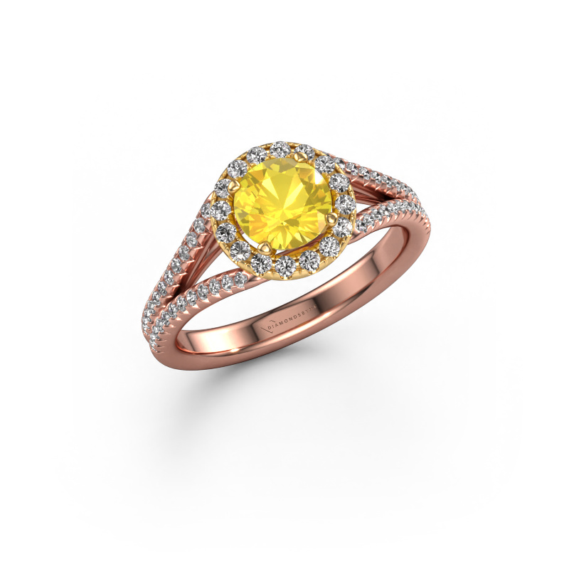 Image of Engagement ring Verla rnd 2 585 rose gold Yellow sapphire 6.5 mm