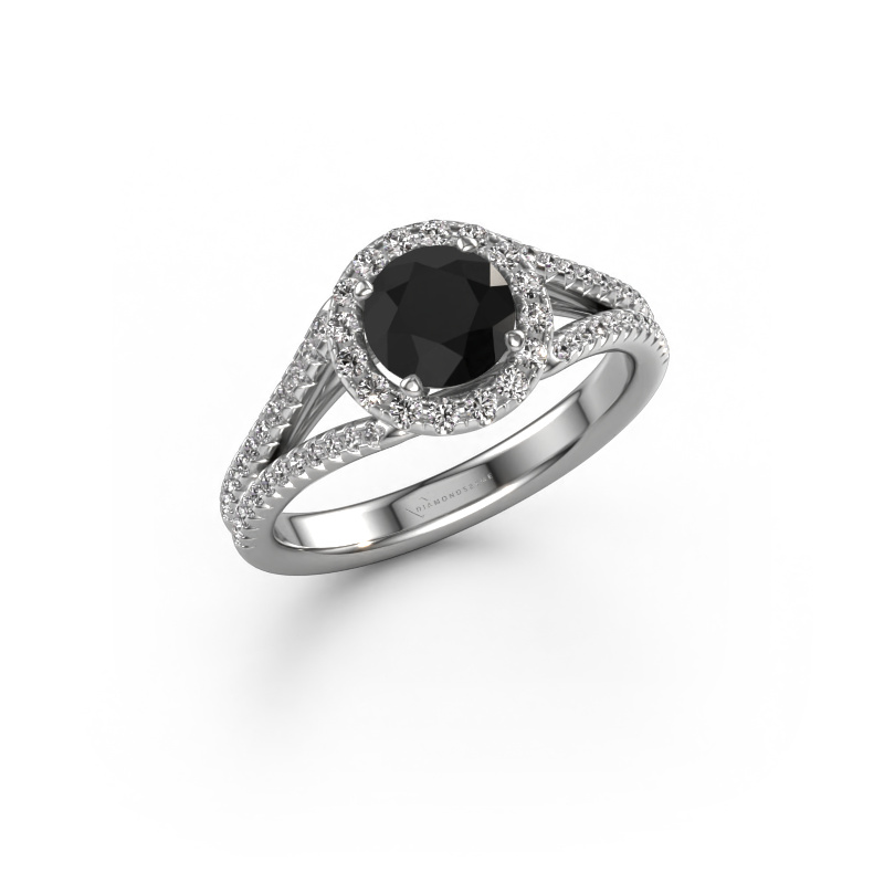 Image of Engagement ring Verla rnd 2 950 platinum Black diamond 1.72 crt