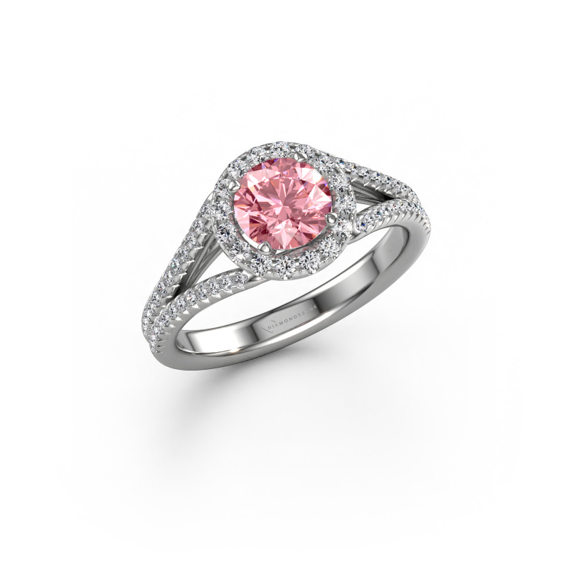 Image of Engagement ring Verla rnd 2 950 platinum Pink lab grown diamond 6.5 mm
