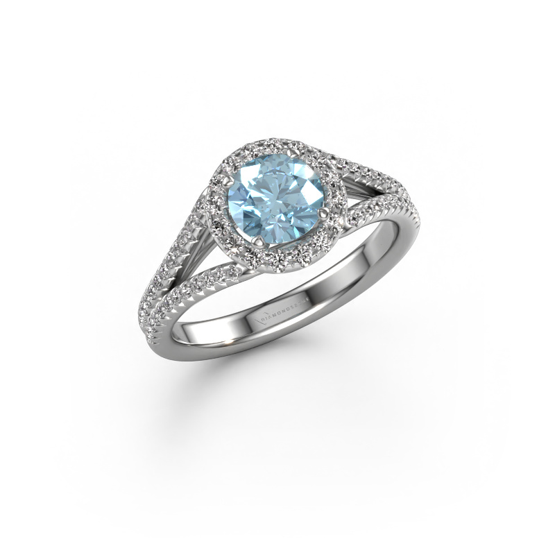 Image of Engagement ring Verla rnd 2 950 platinum Blue lab grown diamond 6.5 mm