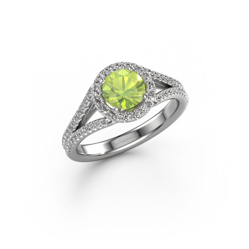 Image of Engagement ring Verla rnd 2 950 platinum Peridot 6.5 mm