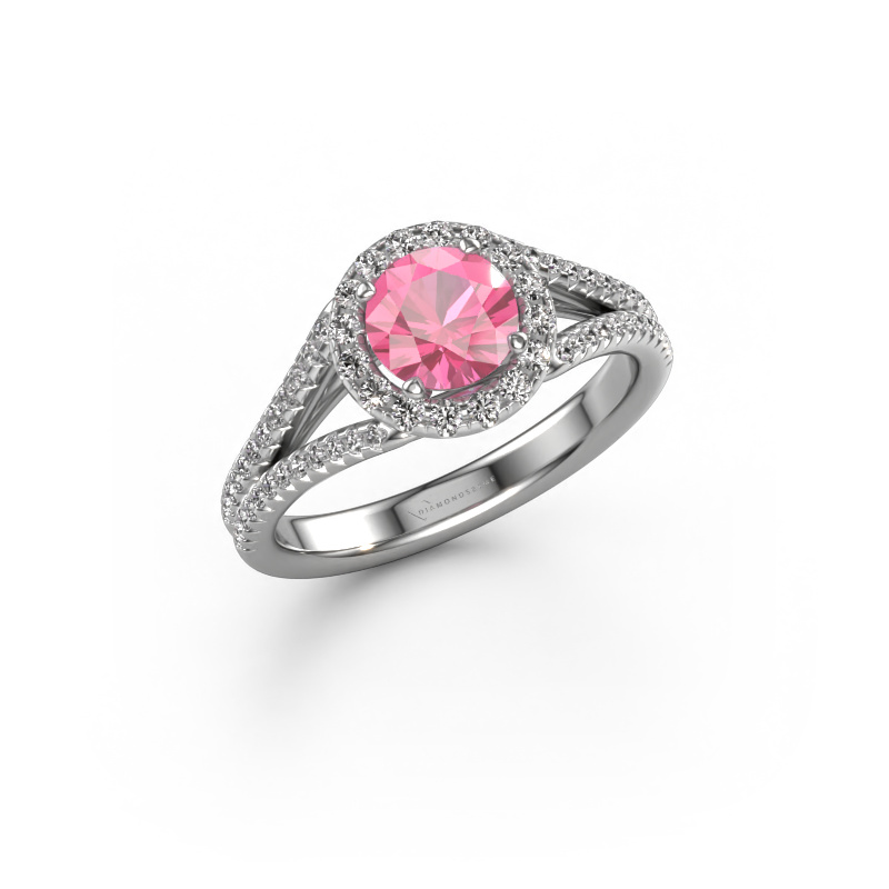 Image of Engagement ring Verla rnd 2 950 platinum Pink sapphire 6.5 mm