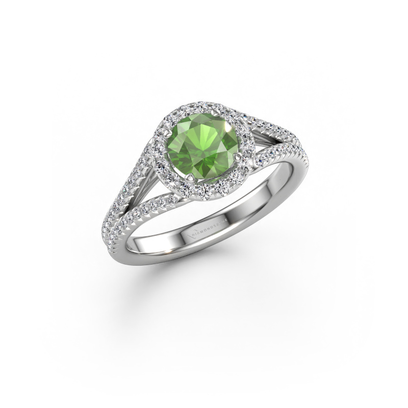 Immagine di Anello di fidanzamento Verla rnd 2 950 platino Tormalina verde 6.5 mm