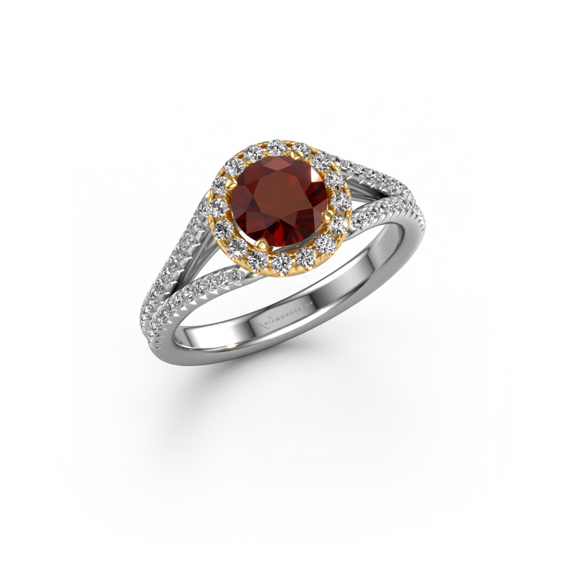 Image of Engagement ring Verla rnd 2 585 white gold Garnet 6.5 mm