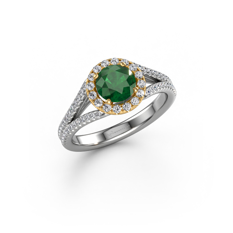 Image of Engagement ring Verla rnd 2 585 white gold Emerald 6.5 mm