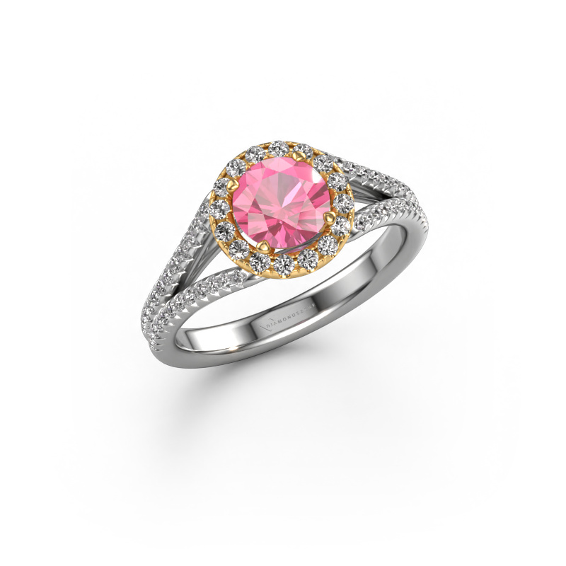 Image of Engagement ring Verla rnd 2 585 white gold Pink sapphire 6.5 mm