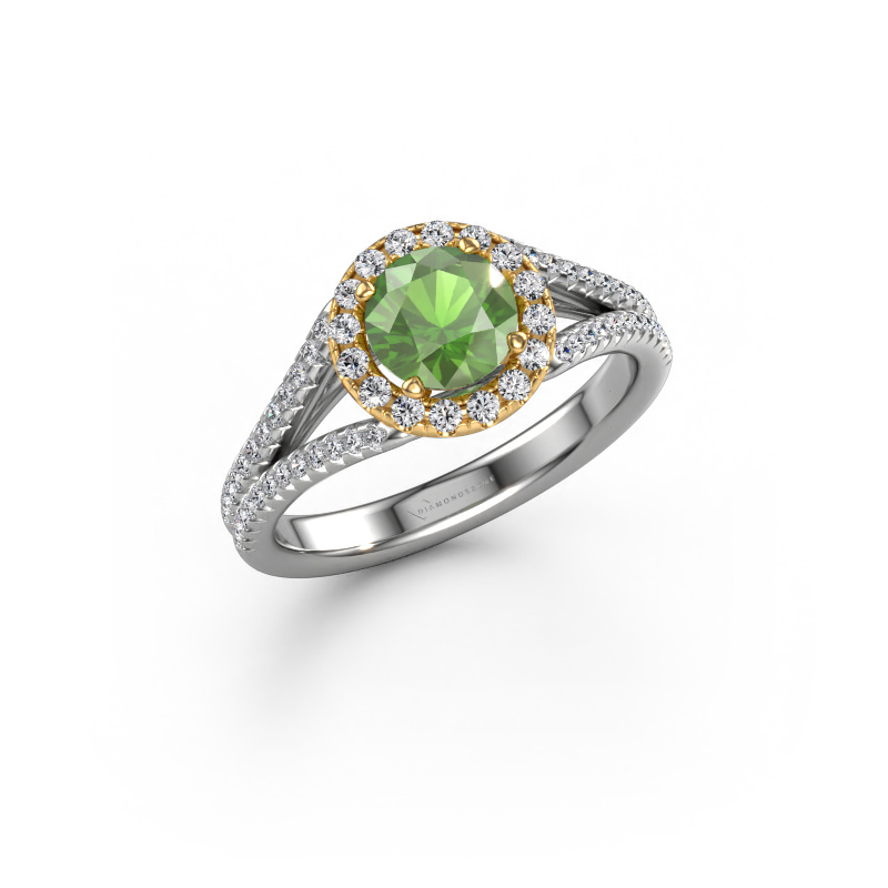 Bild von Verlobungsring Verla rnd 2 585 Weißgold Turmalin grün 6.5 mm