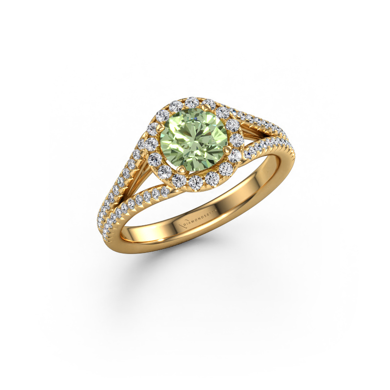 Image of Engagement ring Verla rnd 2 585 gold Green lab grown diamond 6.5 mm