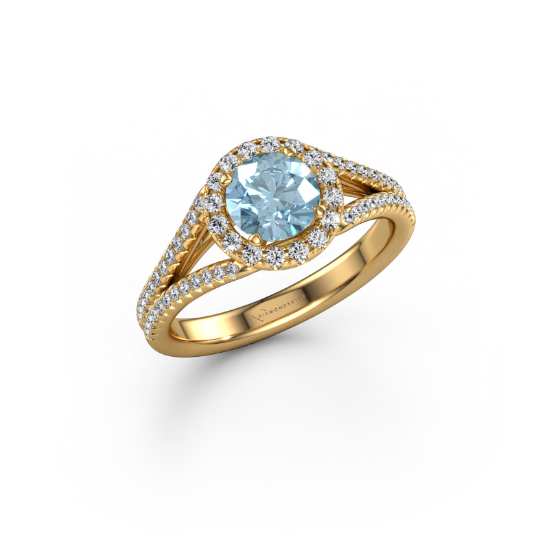 Image of Engagement ring Verla rnd 2 585 gold Blue lab grown diamond 6.5 mm