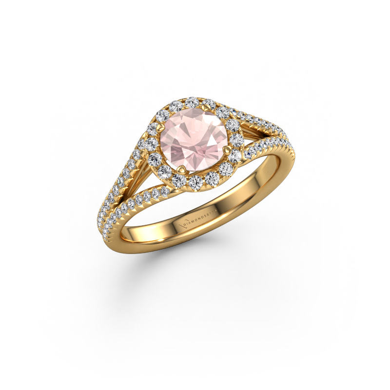 Image of Engagement ring Verla rnd 2 585 gold Morganite champagne 6.5 mm
