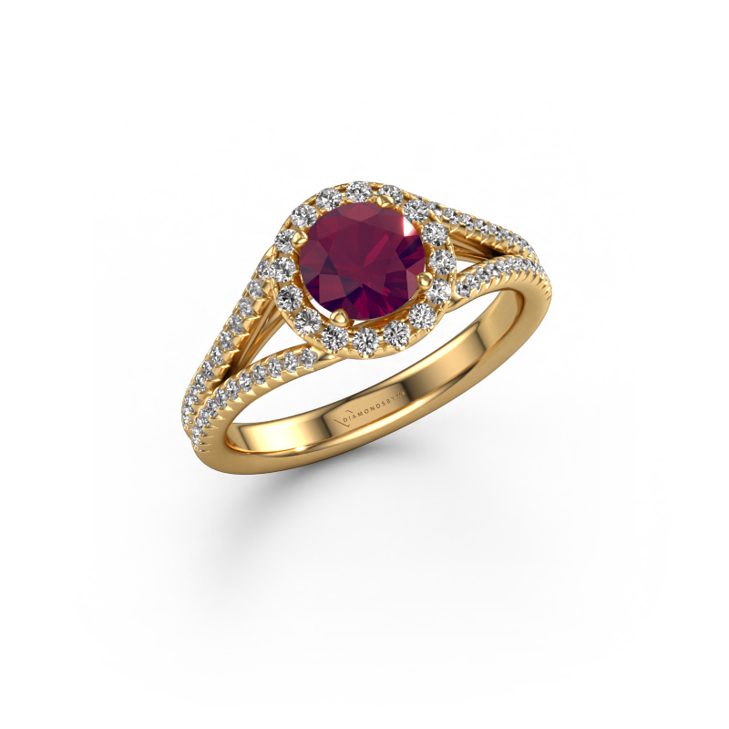 Image of Engagement ring Verla rnd 2 585 gold Rhodolite 6.5 mm