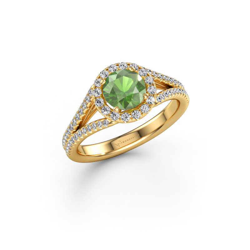 Bild von Verlobungsring Verla rnd 2 585 Gold Turmalin grün 6.5 mm