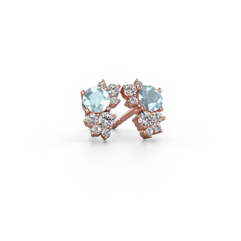 Image of Stud earrings Veronica 585 rose gold Aquamarine 4.2 mm
