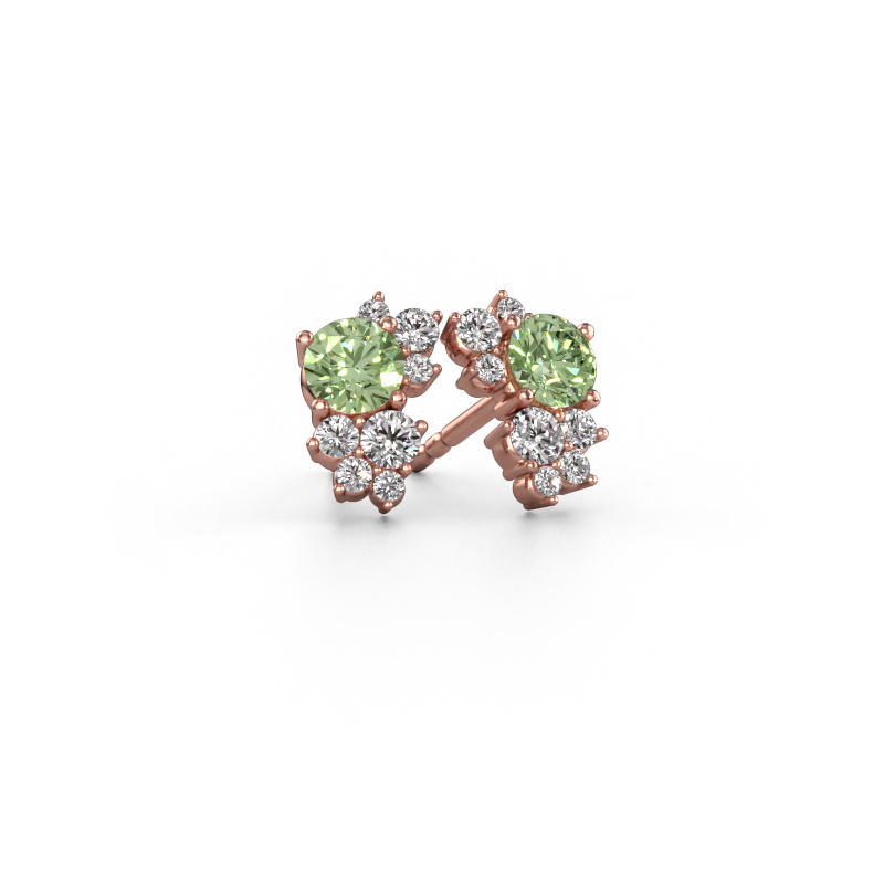 Image of Stud earrings Veronica 585 rose gold Green lab grown diamond 4.2 mm