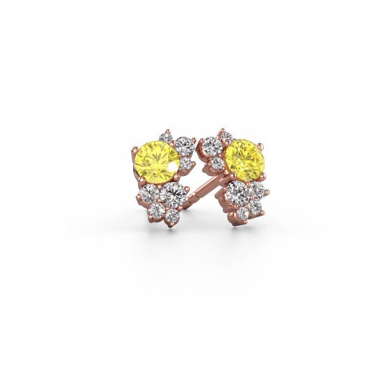Image of Stud earrings Veronica 585 rose gold Yellow lab grown diamond 4.2 mm