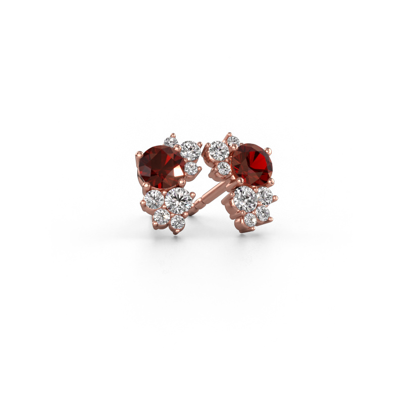 Image of Stud earrings Veronica 585 rose gold Garnet 4.2 mm