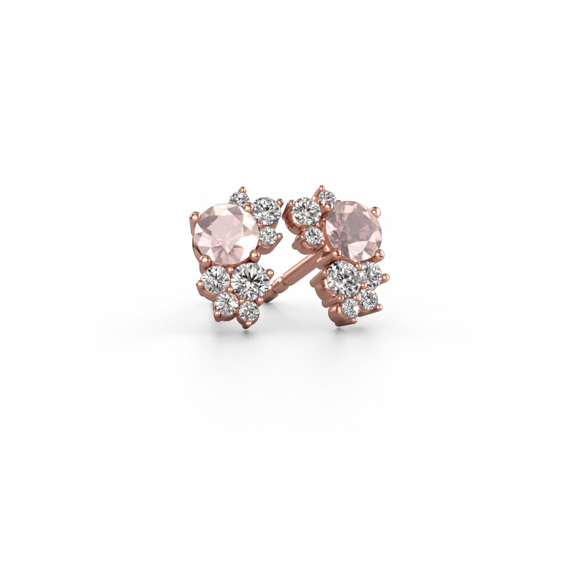 Image de Clous d'oreilles Veronica 585 or rose Champagne morganite 4.2 mm