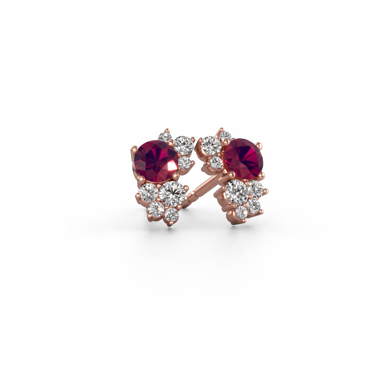 Image of Stud earrings Veronica 585 rose gold Rhodolite 4.2 mm