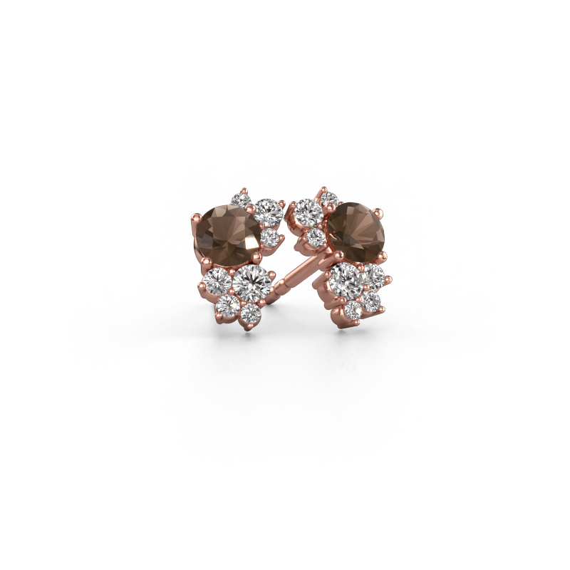 Image of Stud earrings Veronica 585 rose gold Smokey quartz 4.2 mm