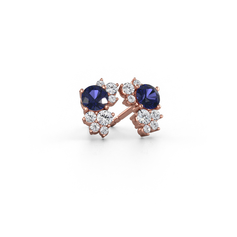 Image of Stud earrings Veronica 585 rose gold Sapphire 4.2 mm