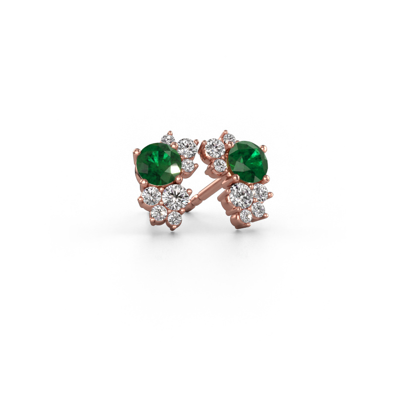 Image of Stud earrings Veronica 585 rose gold Emerald 4.2 mm