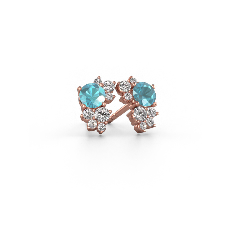 Image of Stud earrings Veronica 585 rose gold Blue topaz 4.2 mm