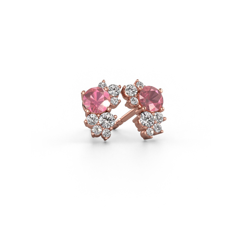 Image of Stud earrings Veronica 585 rose gold Tourmaline pink 4.2 mm