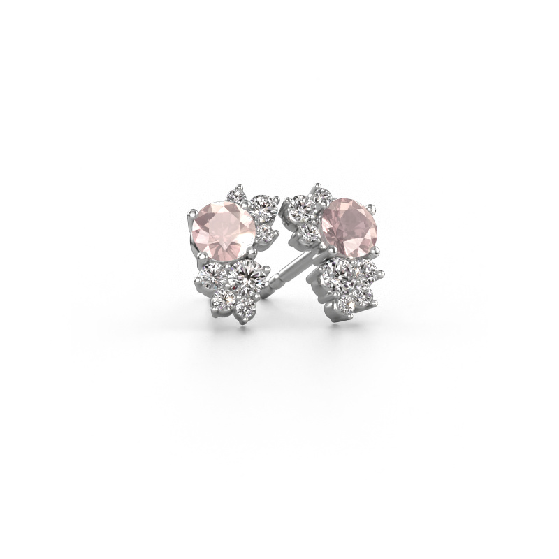 Image of Stud earrings Veronica 585 white gold Morganite champagne 4.2 mm
