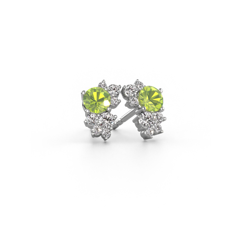Image of Stud earrings Veronica 585 white gold Peridot 4.2 mm