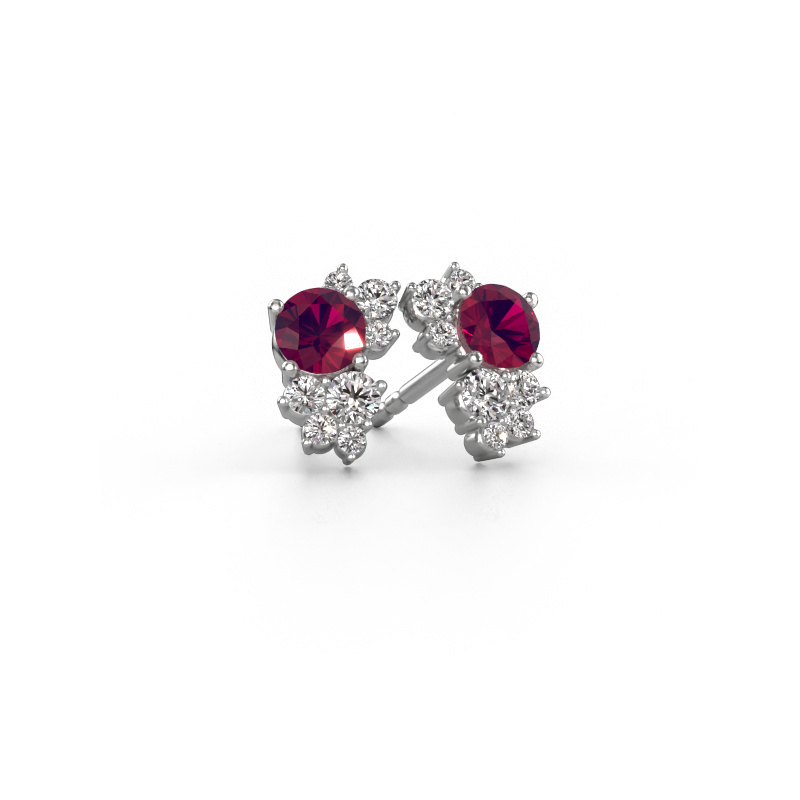 Image de Clous d'oreilles Veronica 585 or blanc Rhodolite 4.2 mm