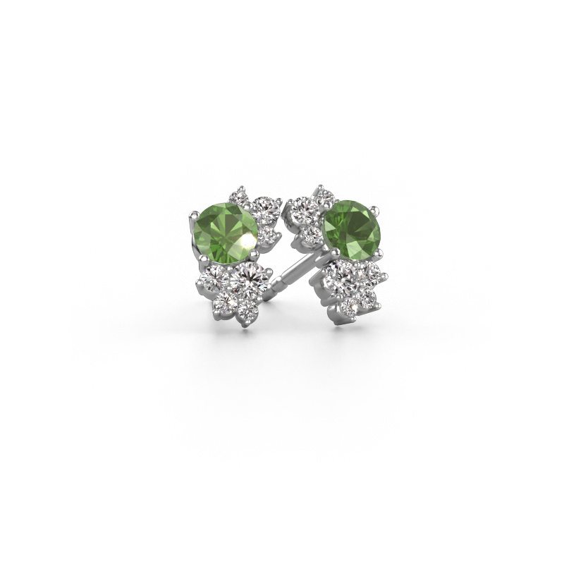 Image of Stud earrings Veronica 585 white gold Tourmaline green 4.2 mm