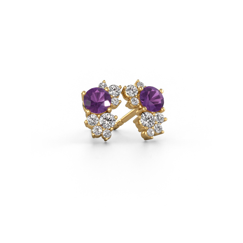 Image of Stud earrings Veronica 585 gold Amethyst 4.2 mm