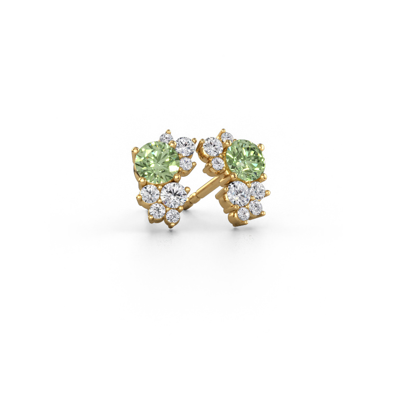 Image de Clous d'oreilles Veronica 585 or jaune Diamants synthétiques vert 4.2 mm