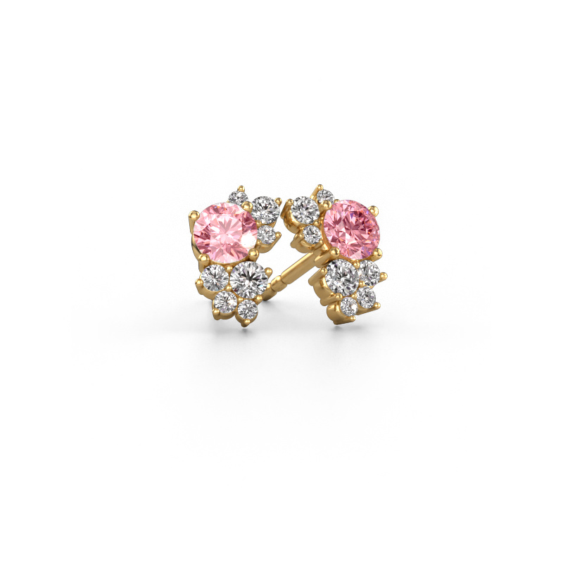 Image of Stud earrings Veronica 585 gold Pink lab grown diamond 4.2 mm