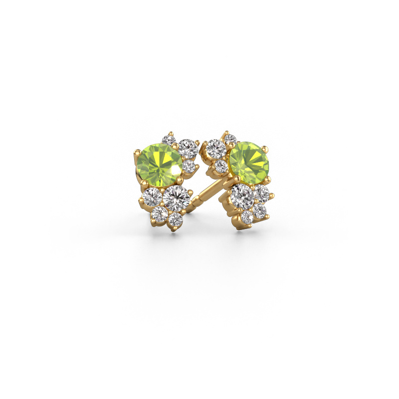 Image of Stud earrings Veronica 585 gold Peridot 4.2 mm