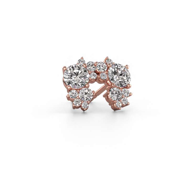 Image of Stud earrings Veronica 585 rose gold Diamond 1.43 crt