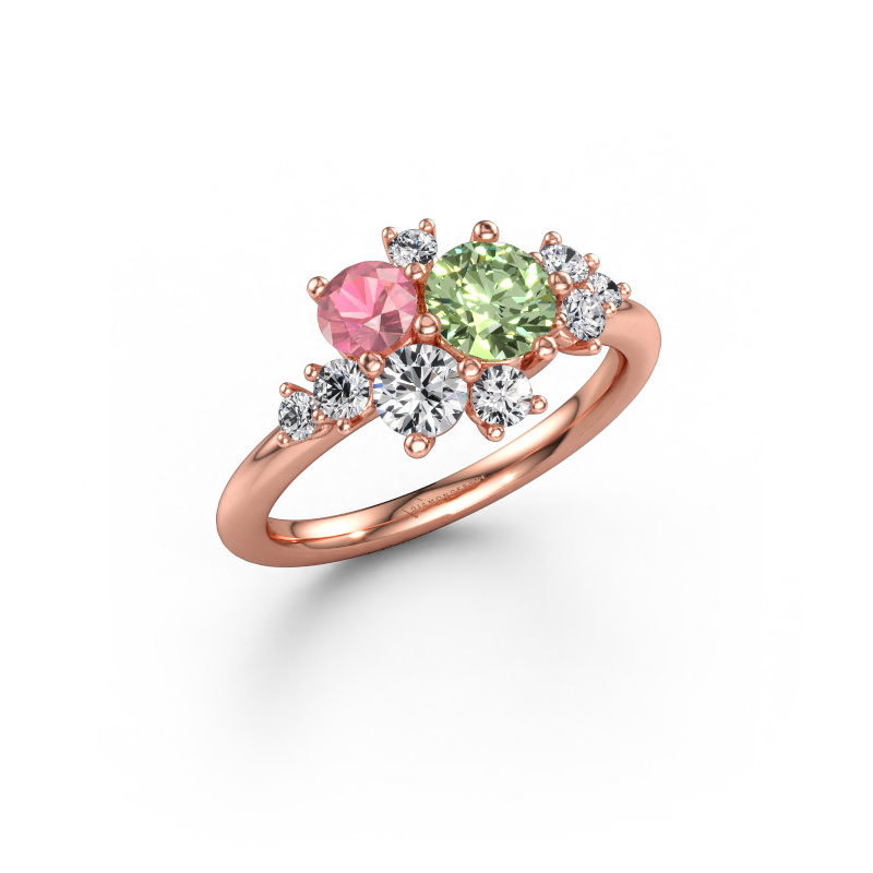 Immagine di Anello Veronica 585 oro rosa Diamante lab grown verde 5.4 mm