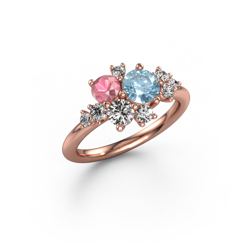 Image of Ring Veronica 585 rose gold Blue lab grown diamond 5.4 mm