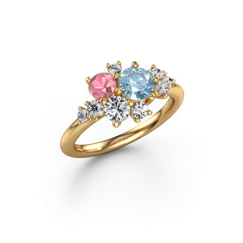Image of Ring Veronica 585 gold Blue lab grown diamond 5.4 mm
