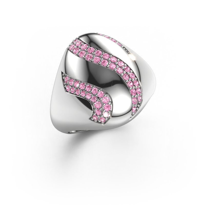 Afbeelding van Ring Vilma 585 witgoud Roze saffier 1.2 mm