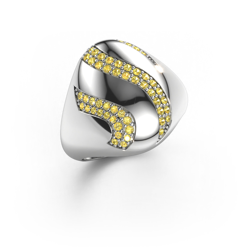 Afbeelding van Ring Vilma 585 witgoud Gele saffier 1.2 mm