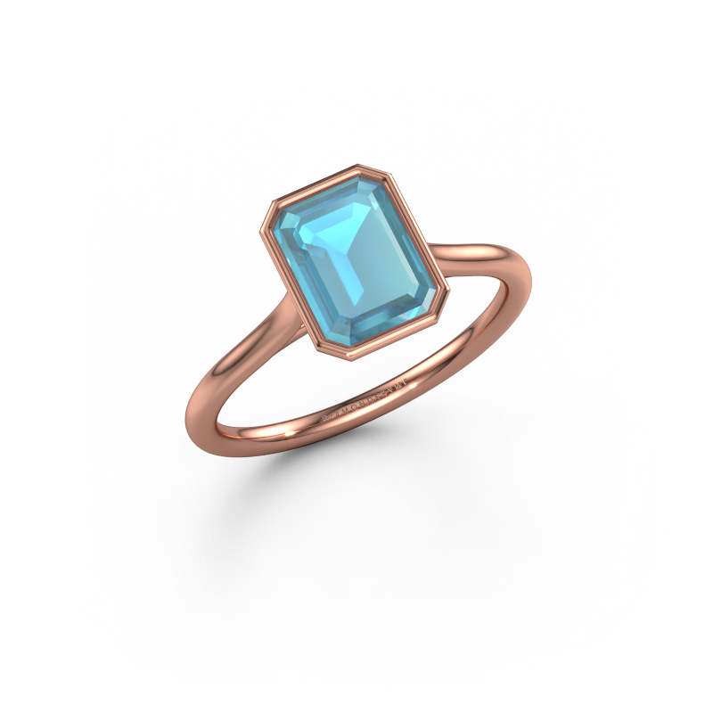 Bild von Verlobungsring Lavon EME 585 Roségold Blau Topas 8x6 mm