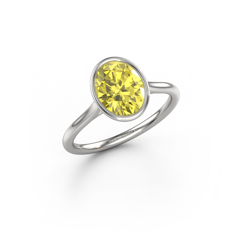 Image of Engagement ring Lavon OVL 585 white gold Yellow lab grown diamond 9x7 mm