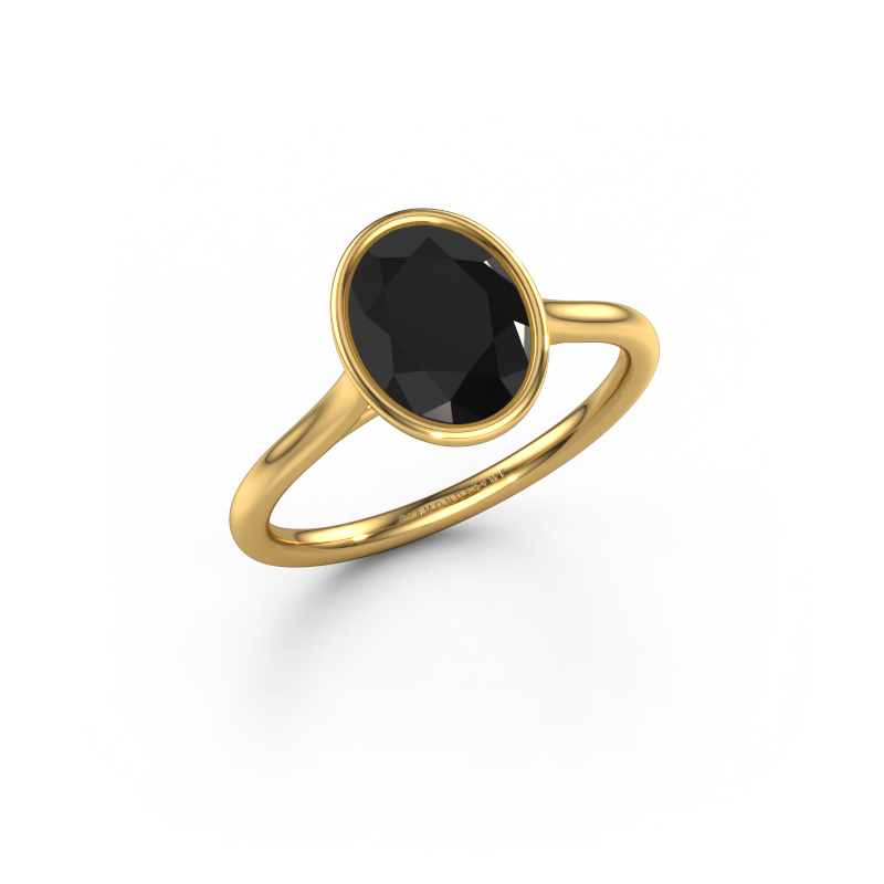 Image de Bague de fiançailles Lavon OVL 585 or jaune Diamant noir 2.16 crt