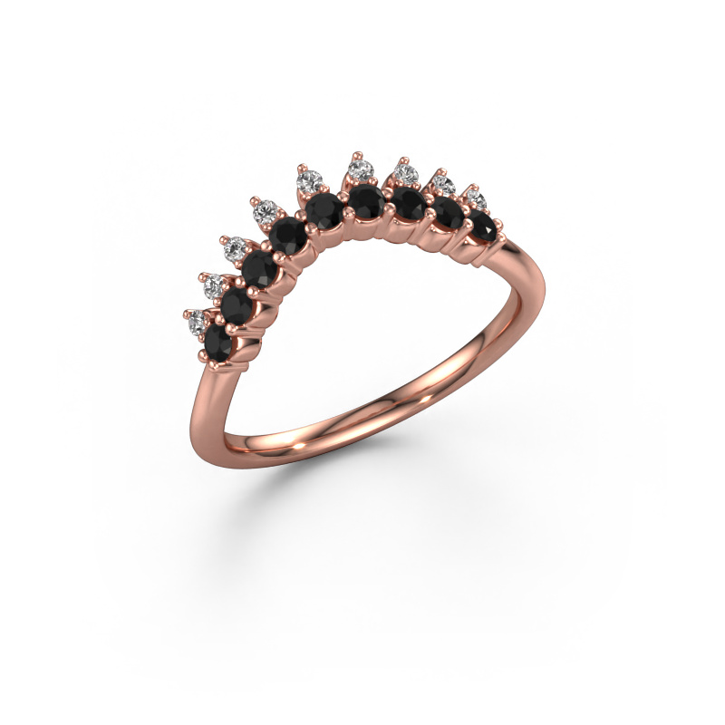 Image of Stackable ring Vivian B 585 rose gold Black diamond 0.414 crt
