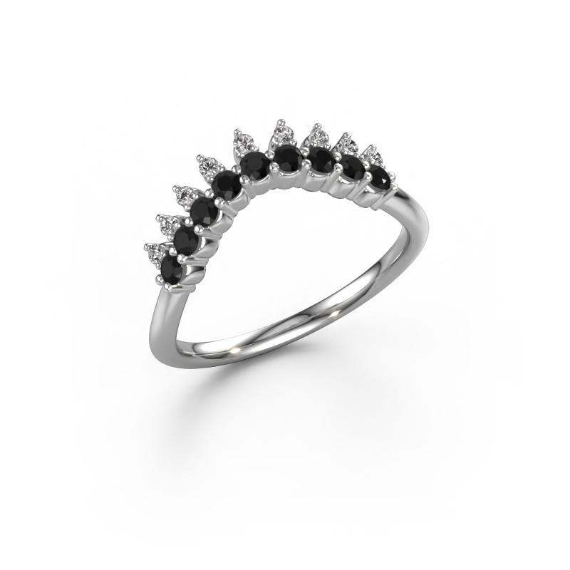 Image of Stackable ring Vivian B 585 white gold Black diamond 0.414 crt