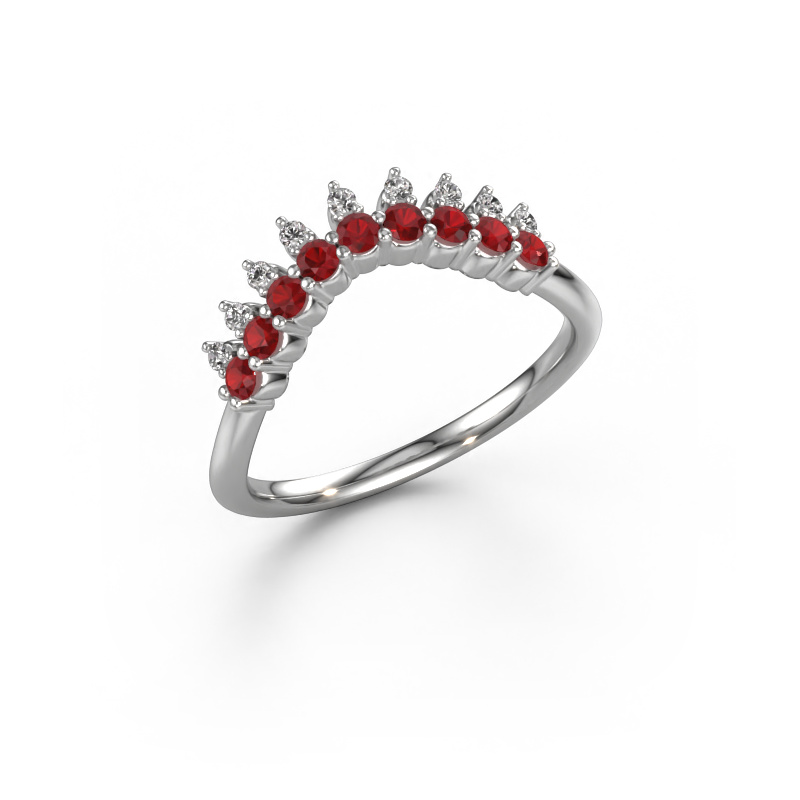 Image of Stackable ring Vivian B 585 white gold Ruby 2 mm